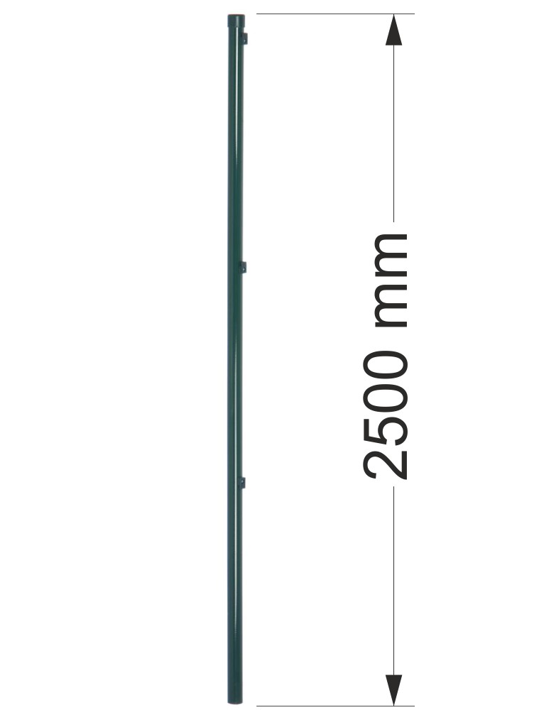 Rundrohrpfosten grün, Höhe: 2500mm, Durchm.: 49mm